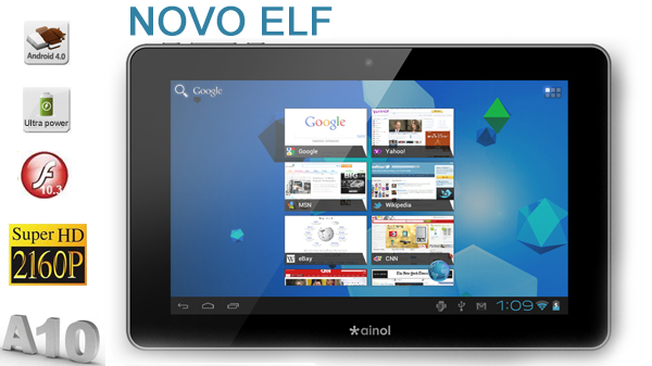 Ainol Novo 7 ELF  – 7 inch HD (1024*600) Android 4.0 Tablet PC with 1GB DDR3 RAM ARM A10 Many CORE 2160P 2MP Front Camera HDMI 8GB: $219, On Sale Now: $149.99